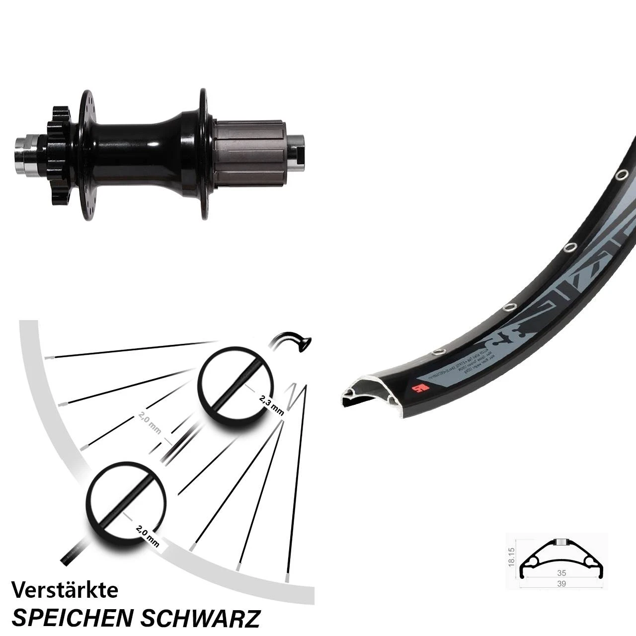 Rodi TRYP 35 Hinterrad 29+ Zoll Mit Formula Boost Nabe 12x148 Mm 6-loch