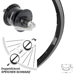 Vorderrad Mit Nabendynamo Shimano DH-3N72 Ryde ZAC 19 Felgenbremse 28 Zoll