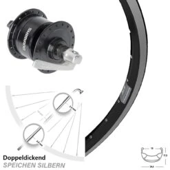 28 Zoll Ryde ZAC 19 Vorderrad Felgenbremse Shimano DH-3N72 Dynamo