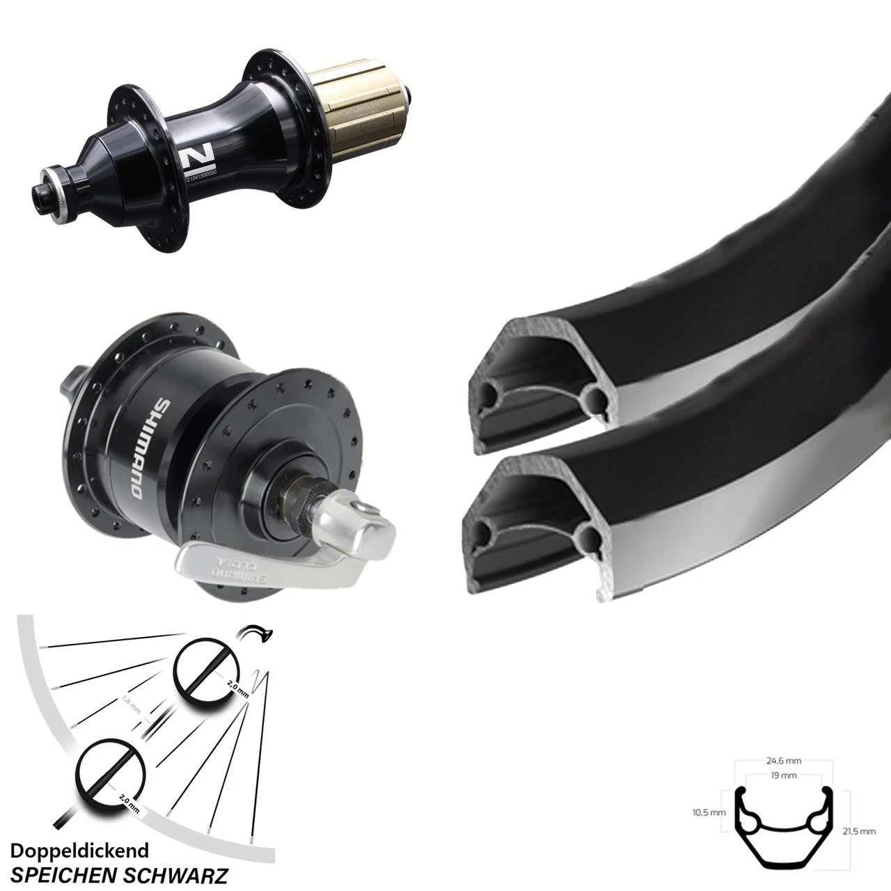 28 Zoll Laufradsatz Felgenbremse Ryde ZAC 2000 Dynamo Shimano 3N72 Novatec F162