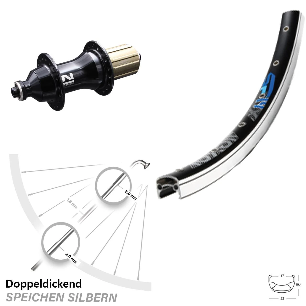 26 Zoll Hinterrad Exal SP 19 Mit Novatec F162SB Nabe