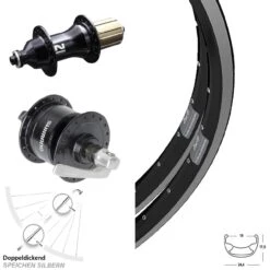 26 Zoll Ryde ZAC 19 Dynamo Laufradsatz Shimano 3N72 Novatec F162 Schnellspanner