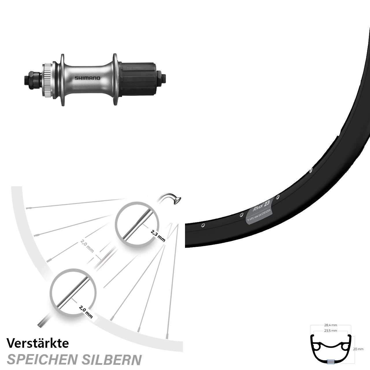 Shimano Alivio FH-M4050 Ryde Rival 23 Hinteres Rad 29 Zoll Für Schnellspanner 135 Mm