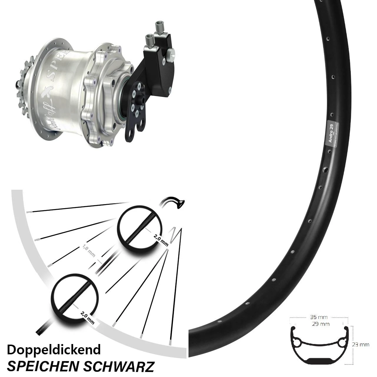 27,5 Zoll Hinterrad Ryde Andra 29 Mit Rohloff Speedhub CC DB