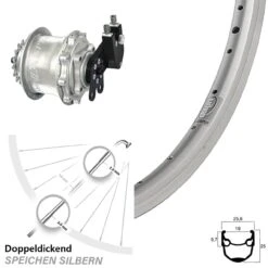 Ryde Andra 10 Hinterrad 28 Zoll Mit Rohloff Speedhub CC DB Silbern