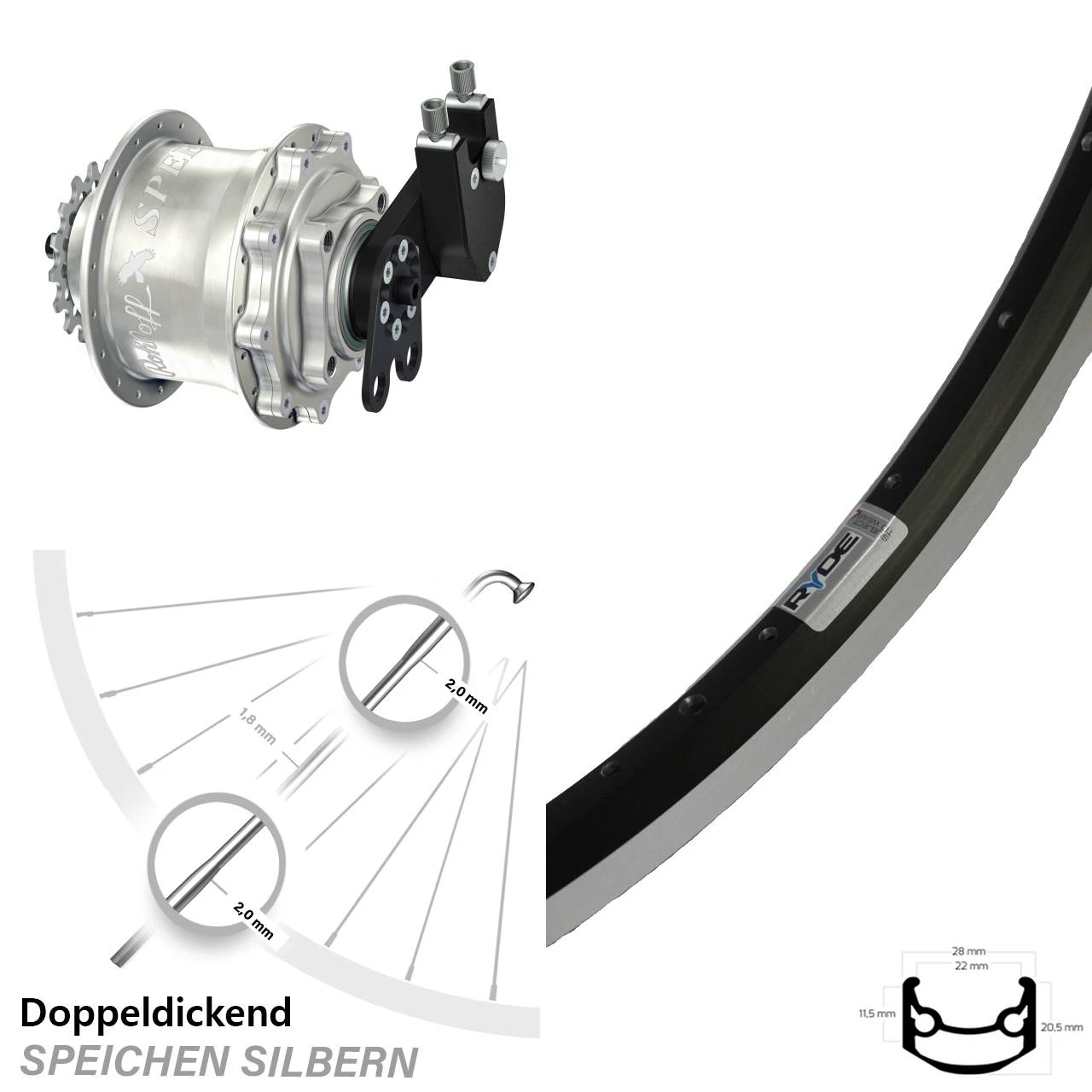 26 Zoll Hinterrad Ryde Andra 35 Mit Rohloff Speedhub CC DB