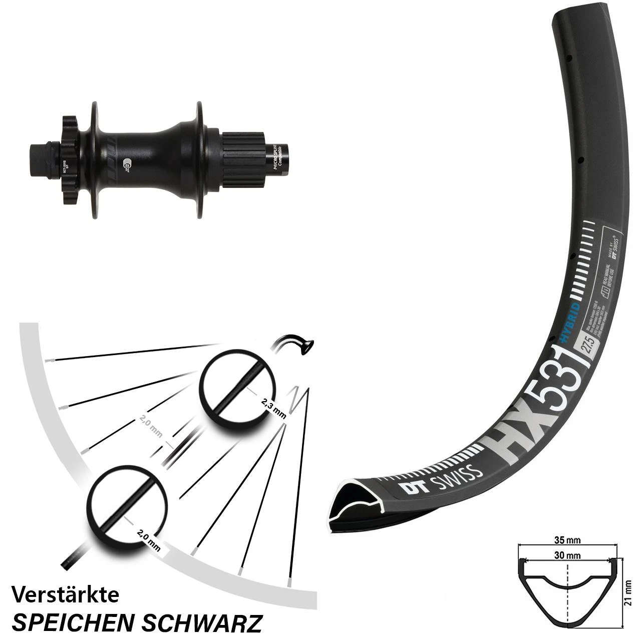 Dt-swiss DT Swiss HX 531 29 Zoll Syncros Boost Shimano Micro Spline Hinterrad