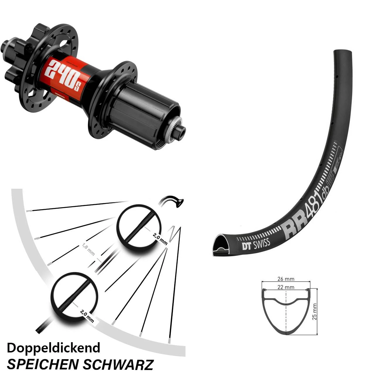 Dt-swiss DT Swiss 240S RR 481 DB Laufrad 28 Zoll 6-Loch