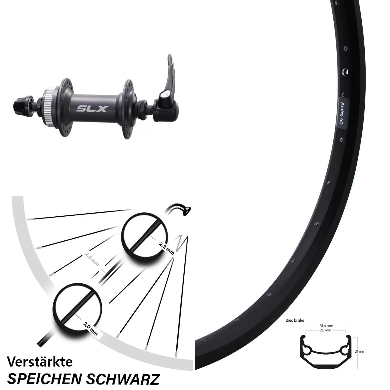 Shimano SLX Ryde Andra 40 Disc Laufrad 20 Zoll Centerlock