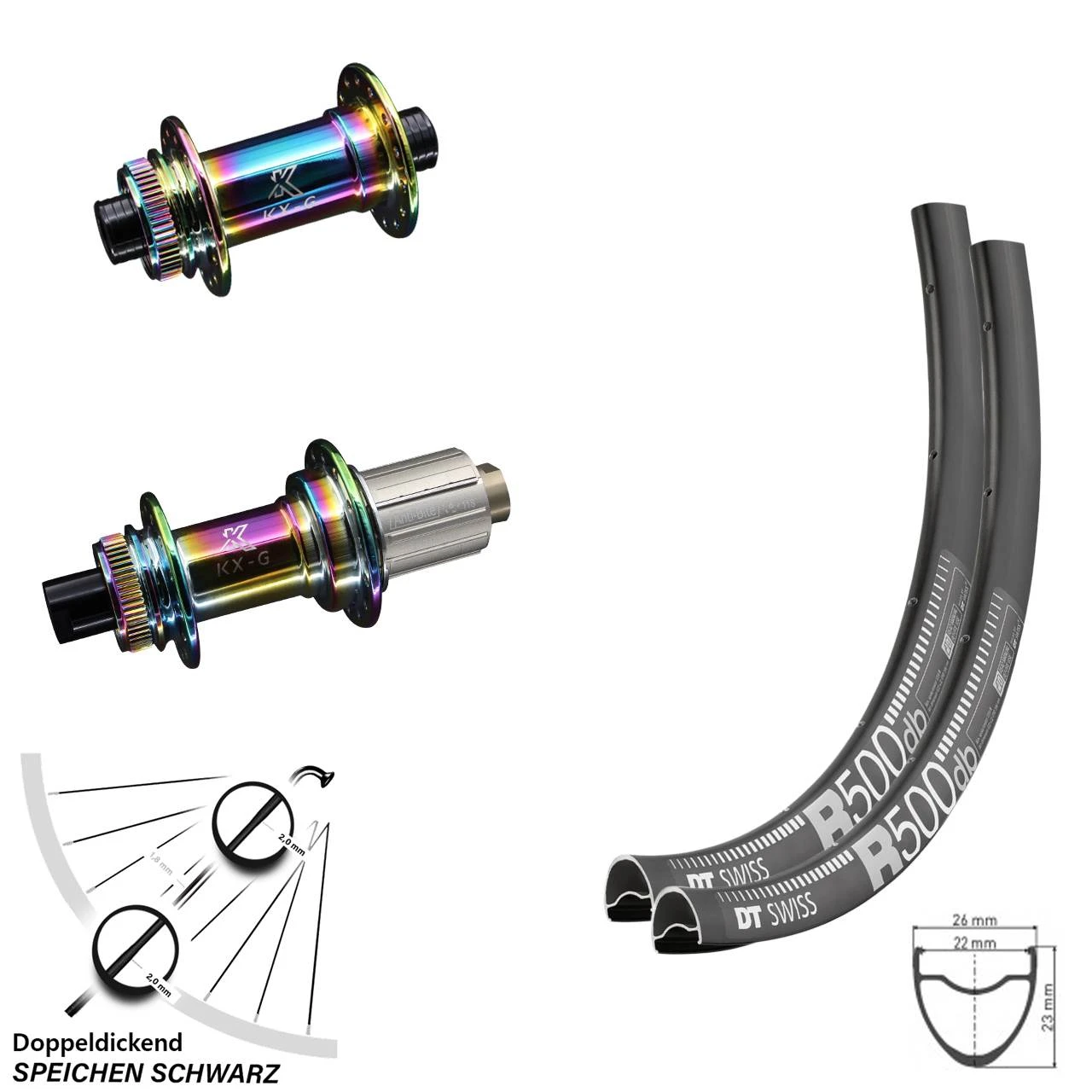 Dt-swiss 27,5 Zoll Laufradsatz DT Swiss R 500 KX-G Oilslick 12x100 12x142 Mm Road 11-fach
