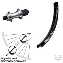 26 Zoll Hinterrad KX-GS Silbern Eloxiert 12x142 Mm Centerlock Exal BE 25 Für Steckachse