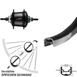 26 Zoll Ryde Andra 30 Shimano SGC3001 7-Gang Hinterrad Schwarz