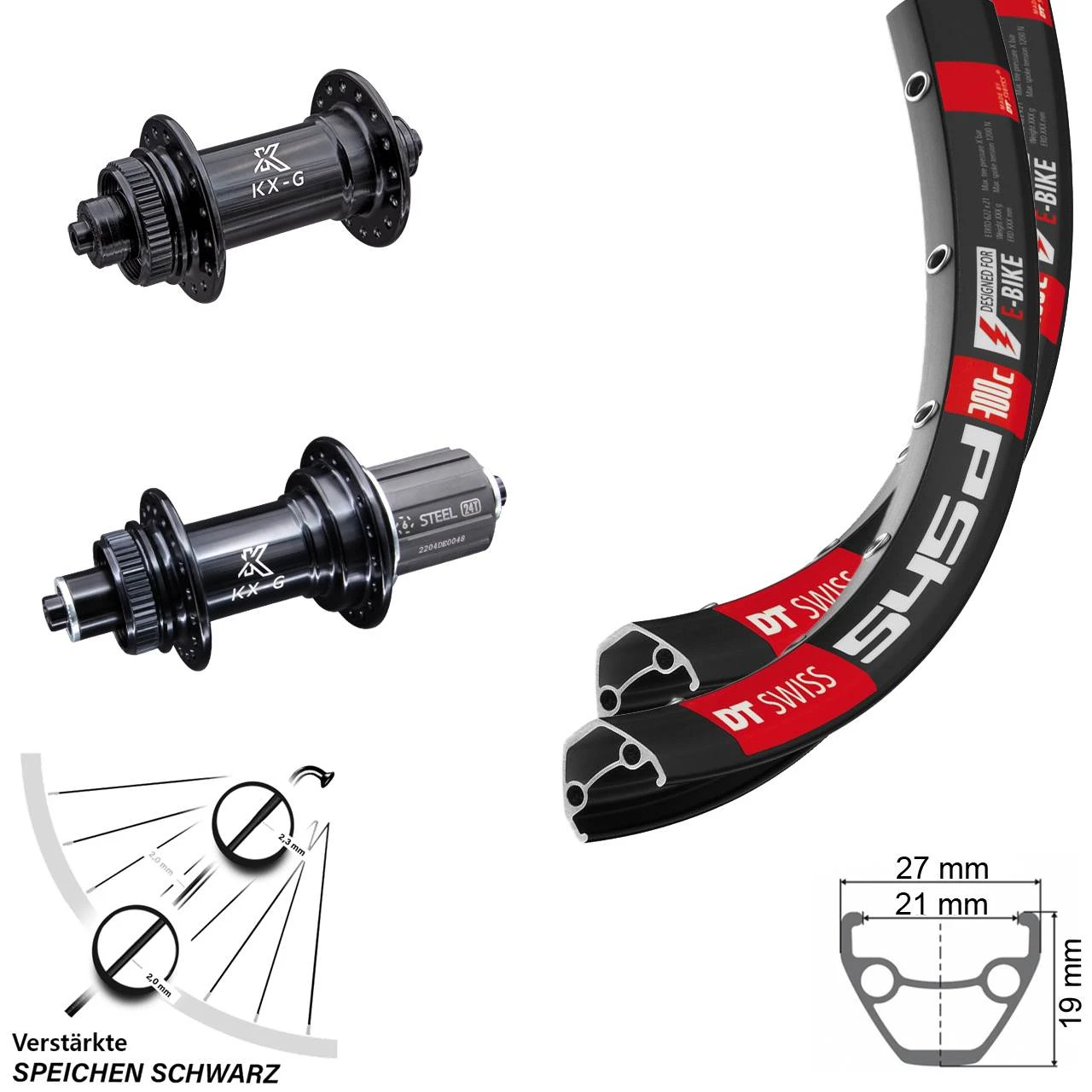 Dt-swiss Laufradsatz DT Swiss 545D VerstÀrkt 26 Zoll KX-GS Nabe Schnellspanner Centerlock