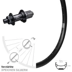 Hinterrad Ryde Andra 29 Zoll KX-GS Schwarz Hinterradnabe 12x142 Mm Centerlock