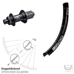 26 Zoll Hinterrad KX-GS Schwarz Exal BE 25 Für Steckachse