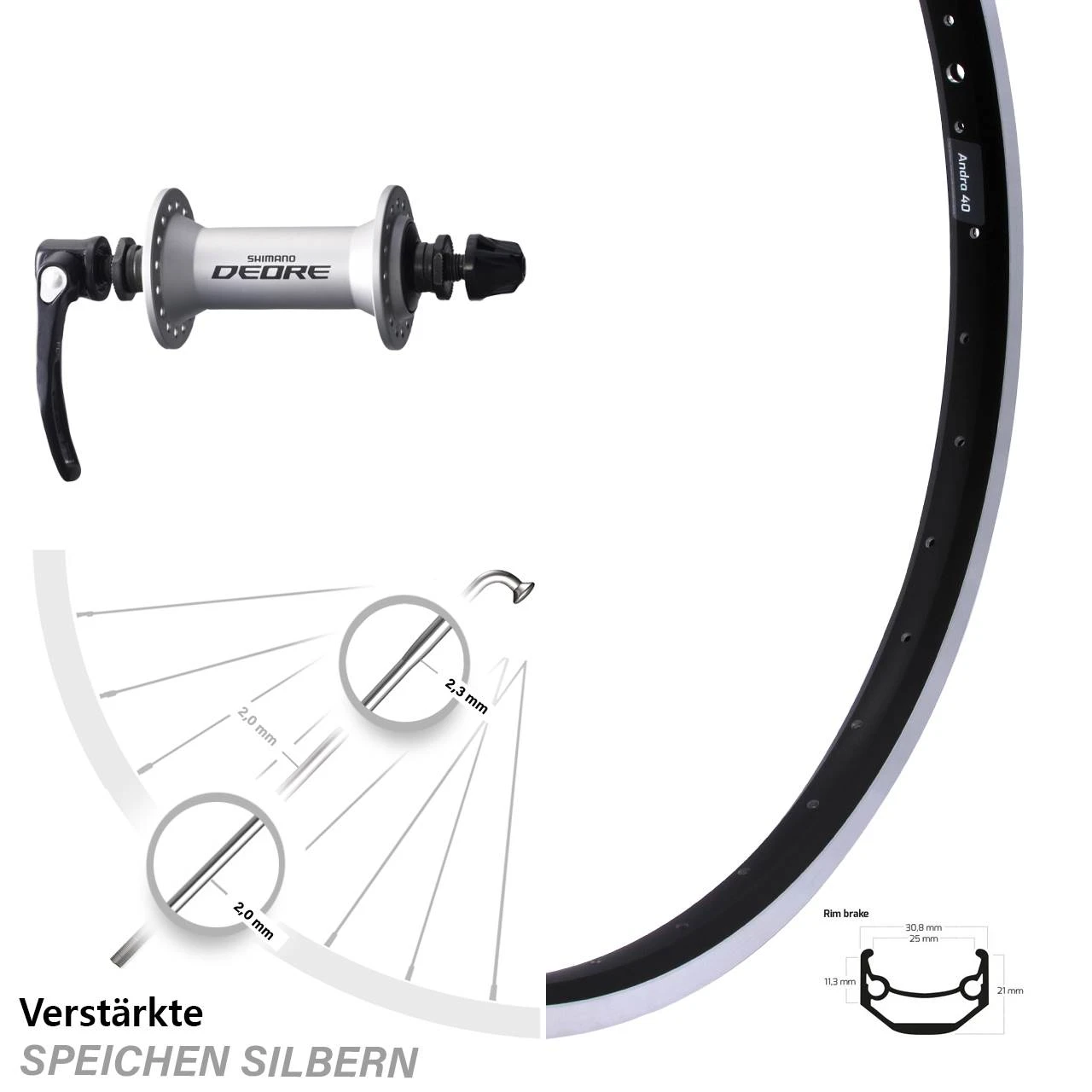 Shimano Deore Ryde Andra 40 Vorderrad 24 Zoll