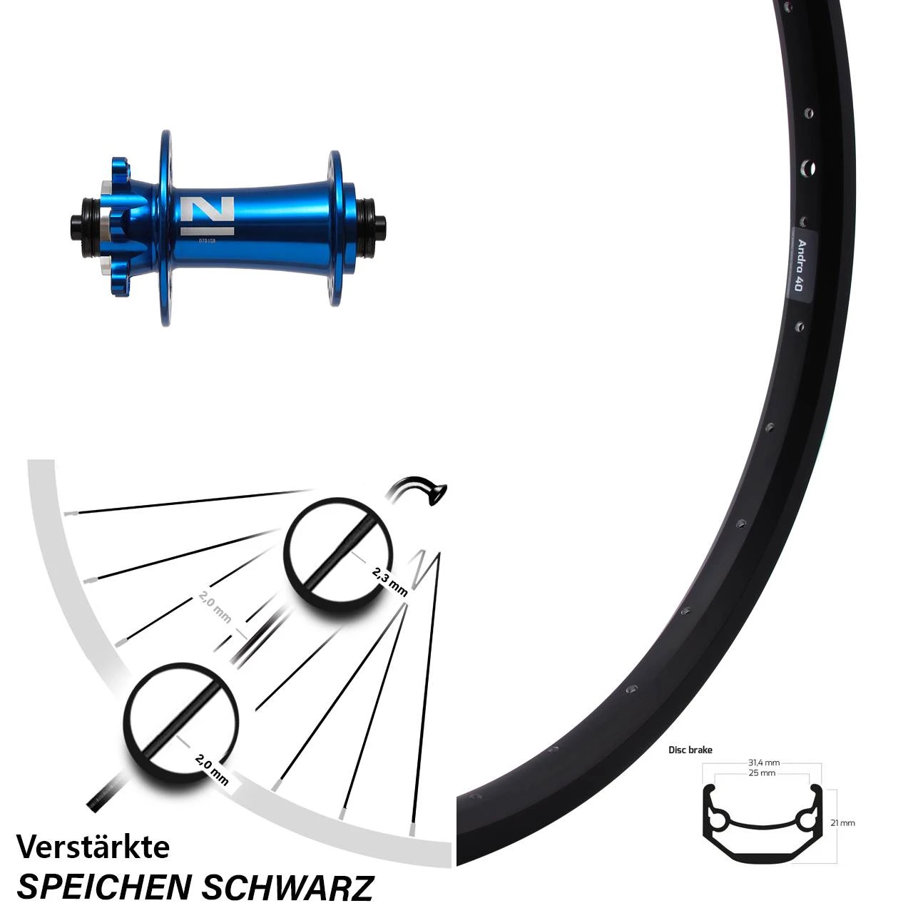 Novatec D791 Ryde Andra 40 Disc Vorderrad 20 Zoll Für 6-Loch