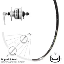 Vorderrad Mit Nabendynamo Shimano DH-3N80 DRC ST-16 28 Zoll