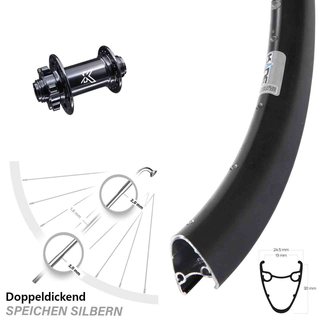 Ryde Dutch 19 Disc-Vorderrad 28 Zoll Mit KX-M Nabe Industriegelagert Steckachse