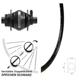 28 Zoll Nabendynamo Vorderrad Exal GR 17 Shutter Precision PL-7