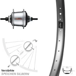 Ryde Andra 29 Zoll Shimano 7-Gang Nabenschaltung Hinterrad Scheibenbremse Silbern