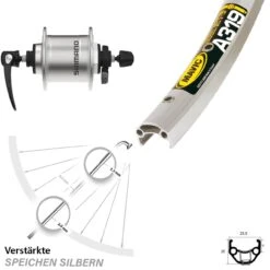 Shimano DH-T4000 Mavic A 319 Vorderrad Mit Nabendynamo 28 Zoll Silbern