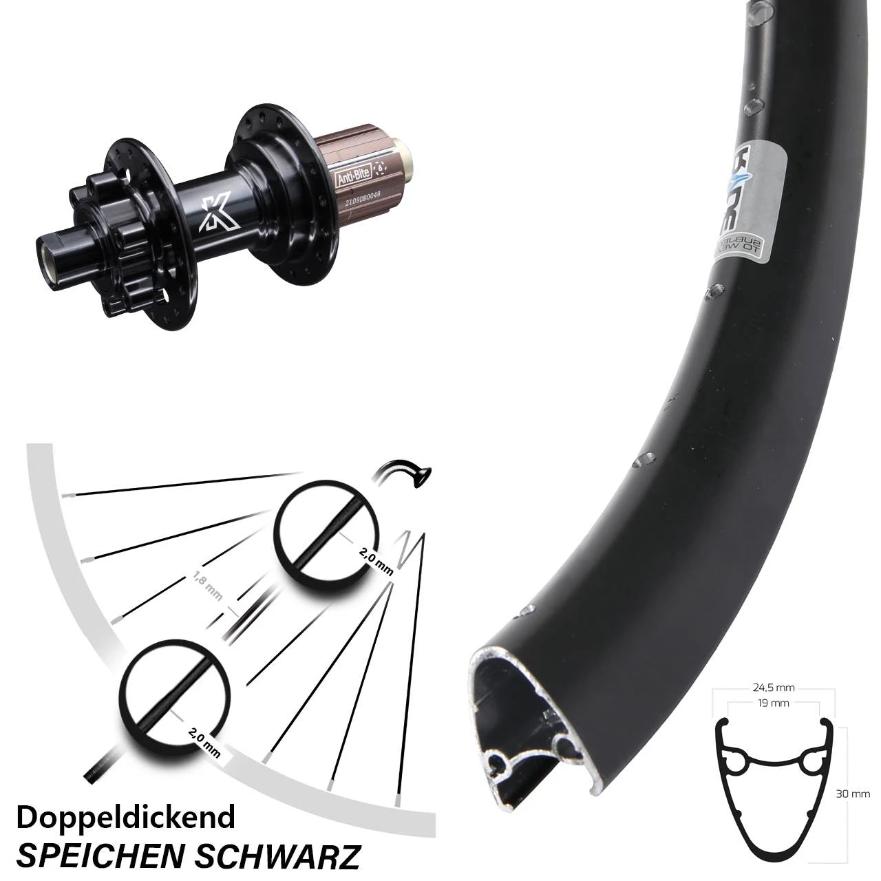 Ryde Dutch 19 Disc-Hinterrad 28-29 Zoll Mit KX-M 6-loch Nabe Steckachse