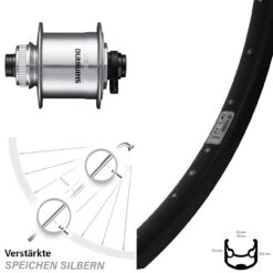 Nabendynamolaufrad Shimano DH-UR708-3D Steckachse Ryde Andra 30 Disc 26 Zoll Centerlock
