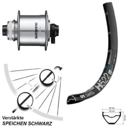 Dt-swiss Vorderrad 27,5 Zoll DT Swiss H 522 Disc 15x100 Mm Steckachse Shimano DH-UR708-3D Silbern