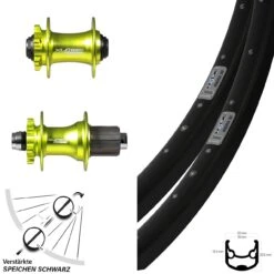 28-29 Zoll Laufradsatz Ryde Andra 30 XLC Nabe Grün Eloxiert Steckachse 15x100 12x142 Mm