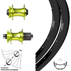 29 Zoll Laufradsatz Ryde Rival 30 Verstärkt XLC Nabe Grün Eloxiert Steckachse
