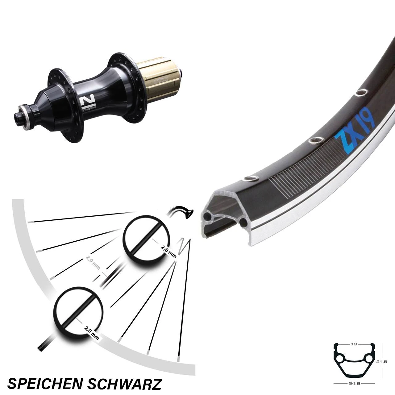 Exal ZX19 Hinterrad 26 Zoll Mit Novatec F162SB Nabe 135 Mm