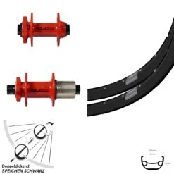 Laufradsatz Ryde Rival 21 MTB 27,5 Zoll XLC Pro Rot 11-fach Steckachse 15x100 12x142 Mm