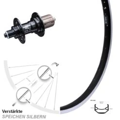 26 Zoll Hinterrad KX-T Nabe 135 Mm Mm Schwarz Ryde Andra 40 Verstärkt