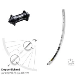 28 Zoll Vorderrad KX-T Nabe Schwarz Mavic Open Elite