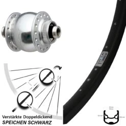 Nabendynamo SON 12x100 Mm Ryde Andra 30 Disc Vorderrad 28-29 Zoll Silbern Eloxiert