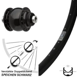 Nabendynamo SON Delux Schwarz 12x100 Mm Ryde Andra 30 Disc Vorderrad 28-29 Zoll