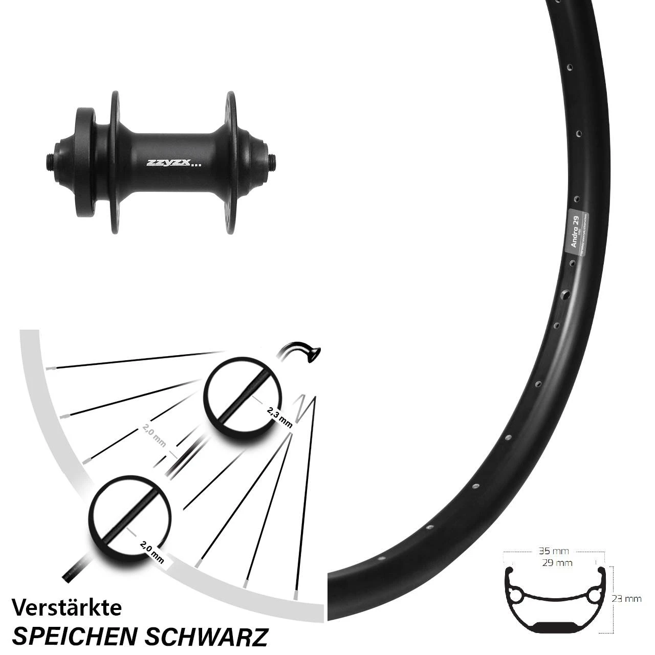 27,5 Zoll Laufrad Ryde Andra 29 Formula DC-21