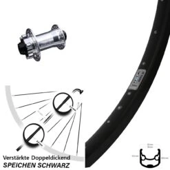 Lastenrad 26 Zoll Vorderrad Ryde Andra 30 Disc Mit KX-E Nabe Silbern 15x100 Mm 6-loch