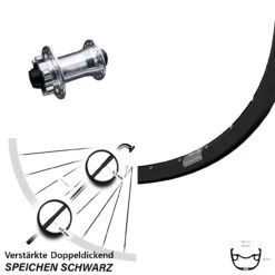 Ryde Rival 23-622 ETRTO Vorderrad 29 Zoll Mit KX-E Nabe Silbern Steckachse Verstärkt MTB