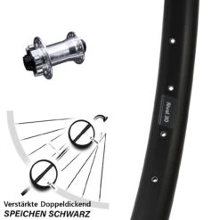 Vorderrad 29 Zoll Ryde Rival 30 Disc KX-E Nabe Silbern 6-loch Verstärkt Steckachse