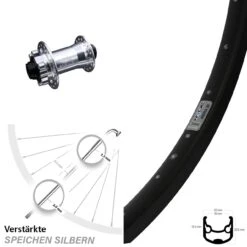 Ryde Andra 30 Disc Vorderrad 26 Zoll KX-E Silbern 15x100 Mm 6-loch