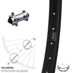 Vorderrad Ryde Rival 35 Disc KX-E 6-loch Nabe Silbern Schnellspanner
