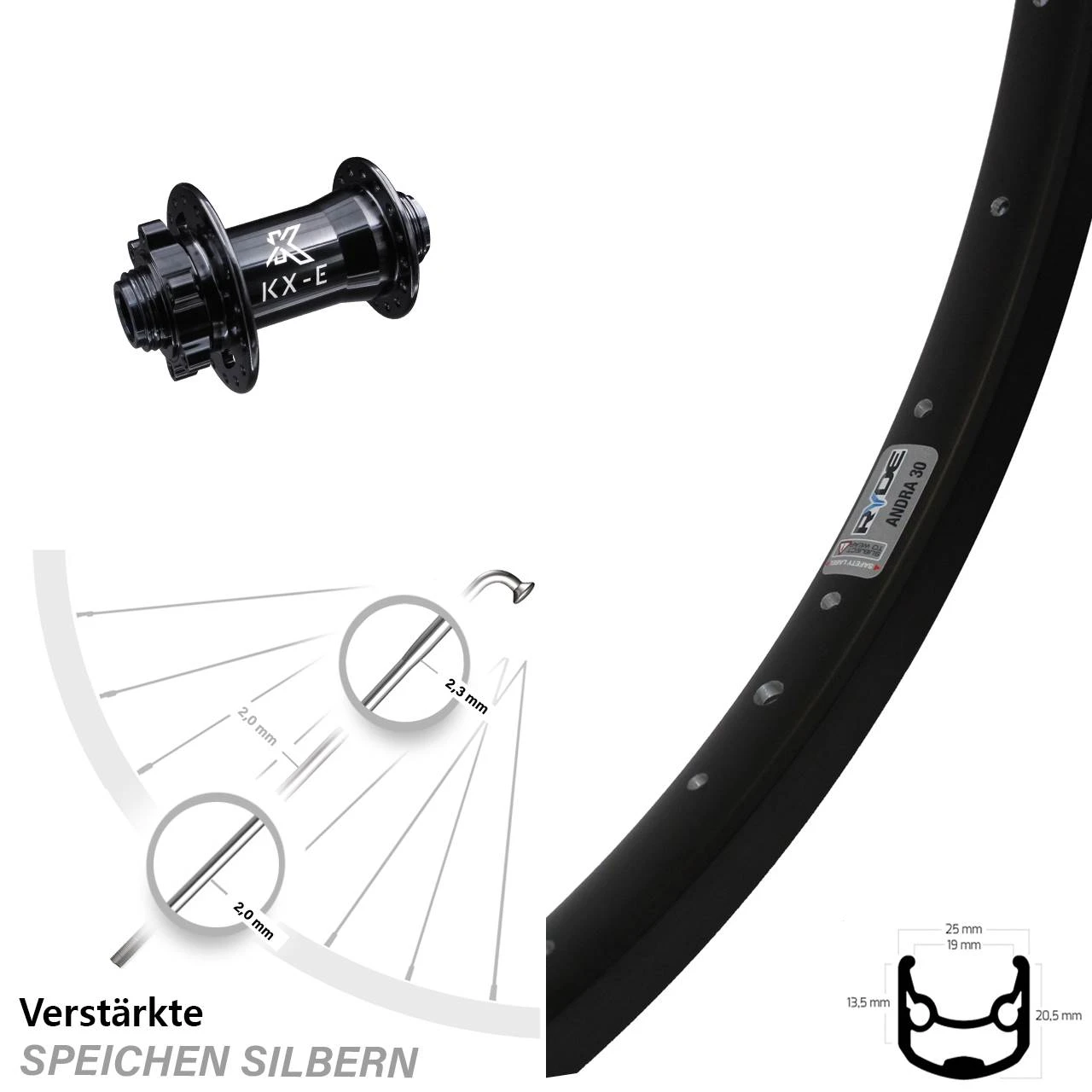 Ryde Andra 30 Disc KX-E Vorderrad 6-loch 15x100 Mm