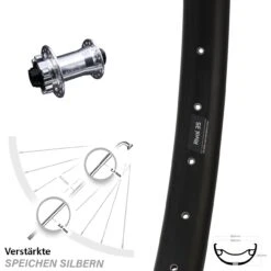 Vorderrad Ryde Rival 35 Disc KX-E 6-loch Nabe Silbern Steckachse