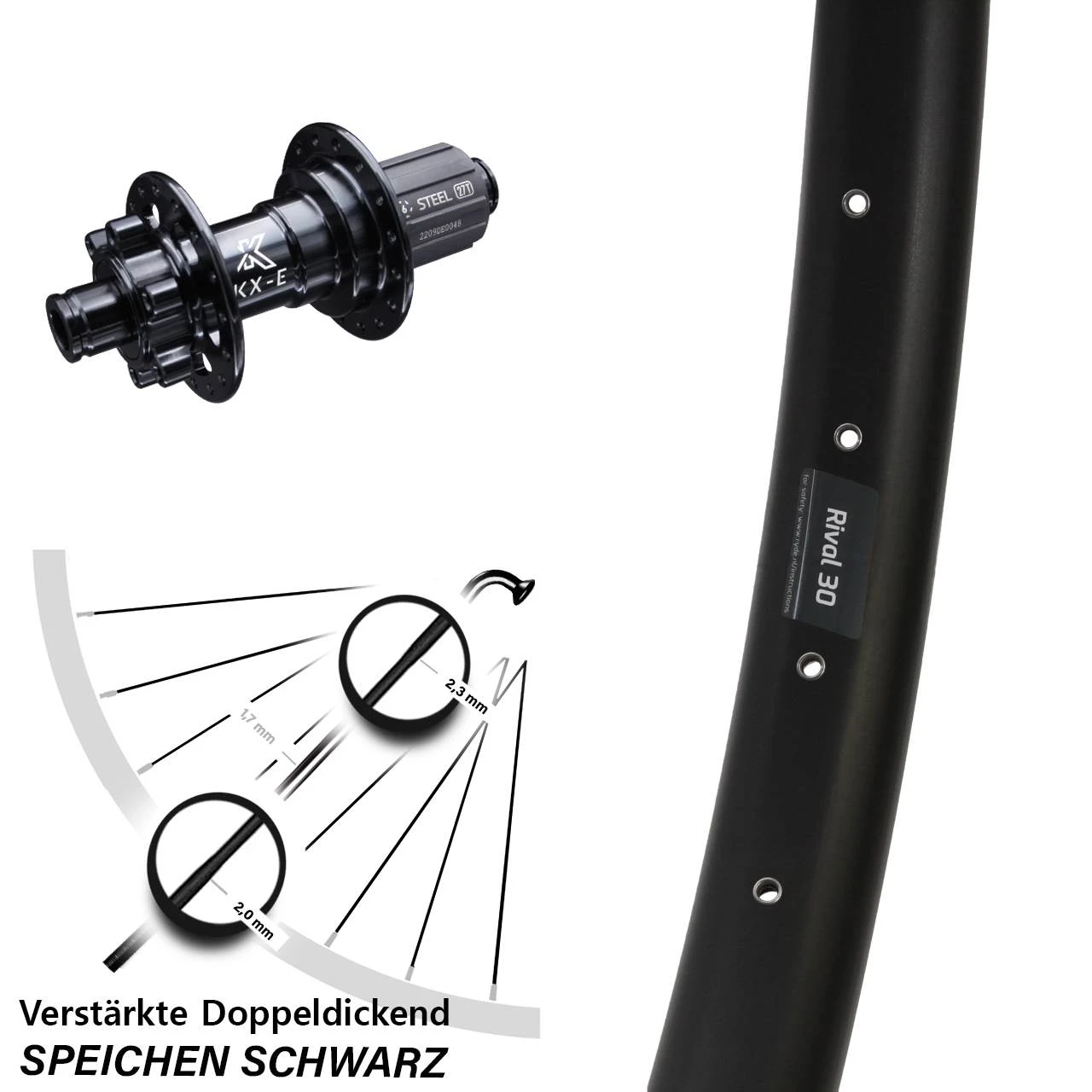 29 Zoll Hinteres Rad Ryde Rival 30 Disc Mit KX-E Nabe 12x142 Mm 6-loch VerstÀrkt