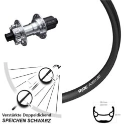 Ryde Andra 321 Hinterrad 26 Zoll Für 6-Loch Verstärkt KX-E Nabe Silbern