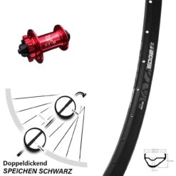 Leichtes 29 Zoll Vorderrad Ryde Edge M22 OS Mit KX-M Nabe Rot-eloxiert 5x100