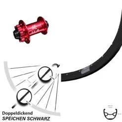 28-29 Zoll Vorderrad KX-M Nabe Rot-eloxiert 6-loch15x100 Mm Ryde Rival 19