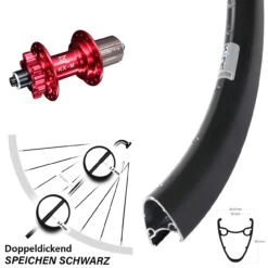 Ryde Dutch 19 Disc-Hinterrad 28-29 Zoll Mit KX-M 6-loch Nabe Rot-eloxiert QR